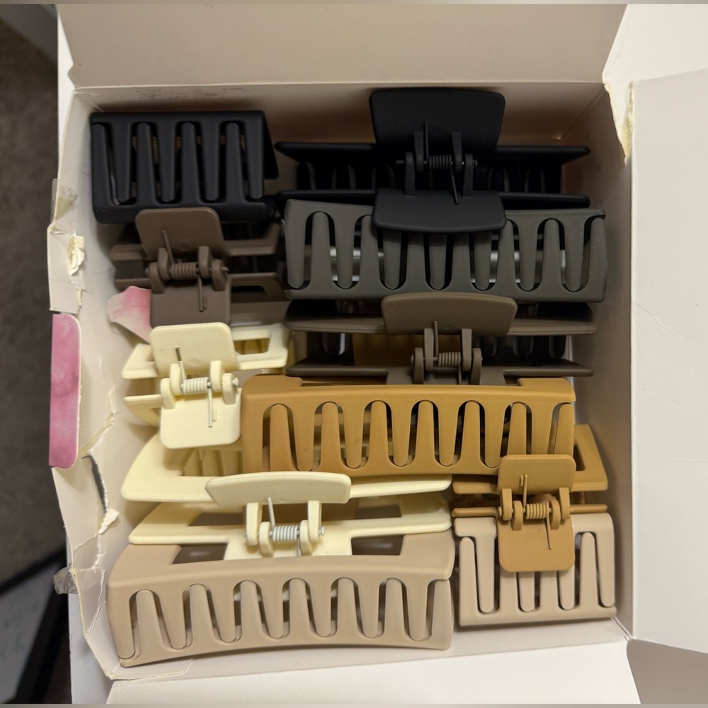 12 Rectangular Hair Claw Clips